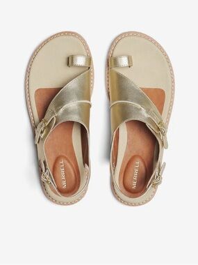 Merrell Gold Metallic Backstrap Leather Toe-Loop Sandals